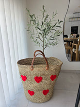 Charger l'image dans la galerie, Panier cœur brodé & anses cuir