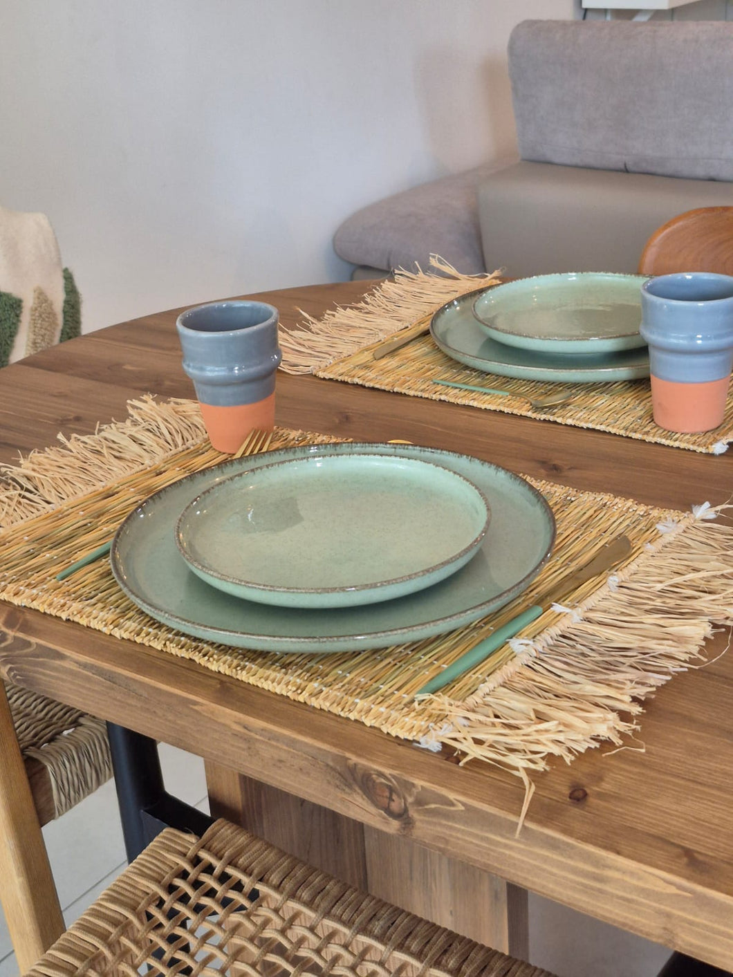 Set de table en feuille de palmier et raphia