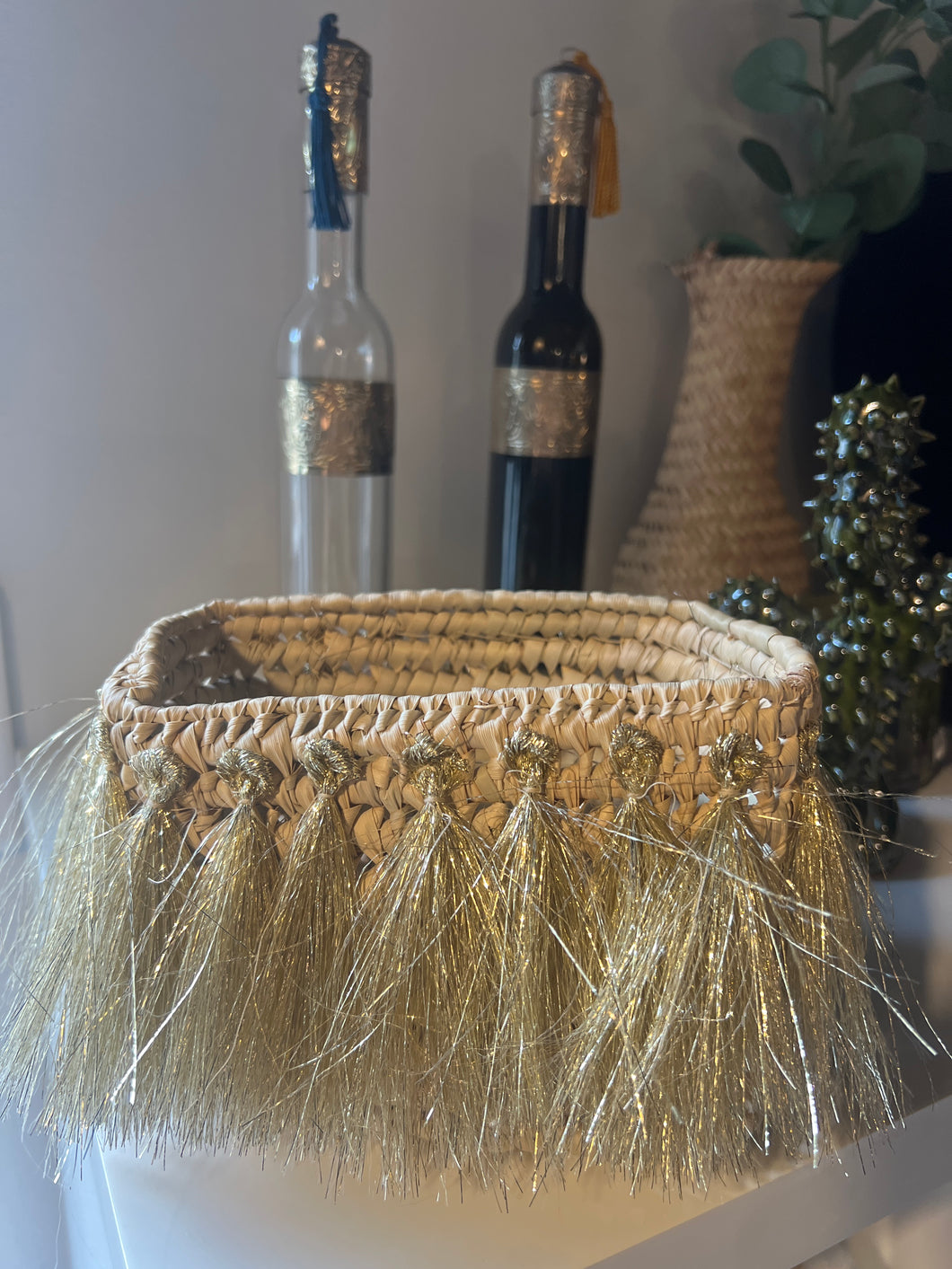 Panière pompon or