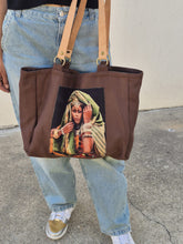 Charger l&#39;image dans la galerie, Sac en coton velours et cuir
