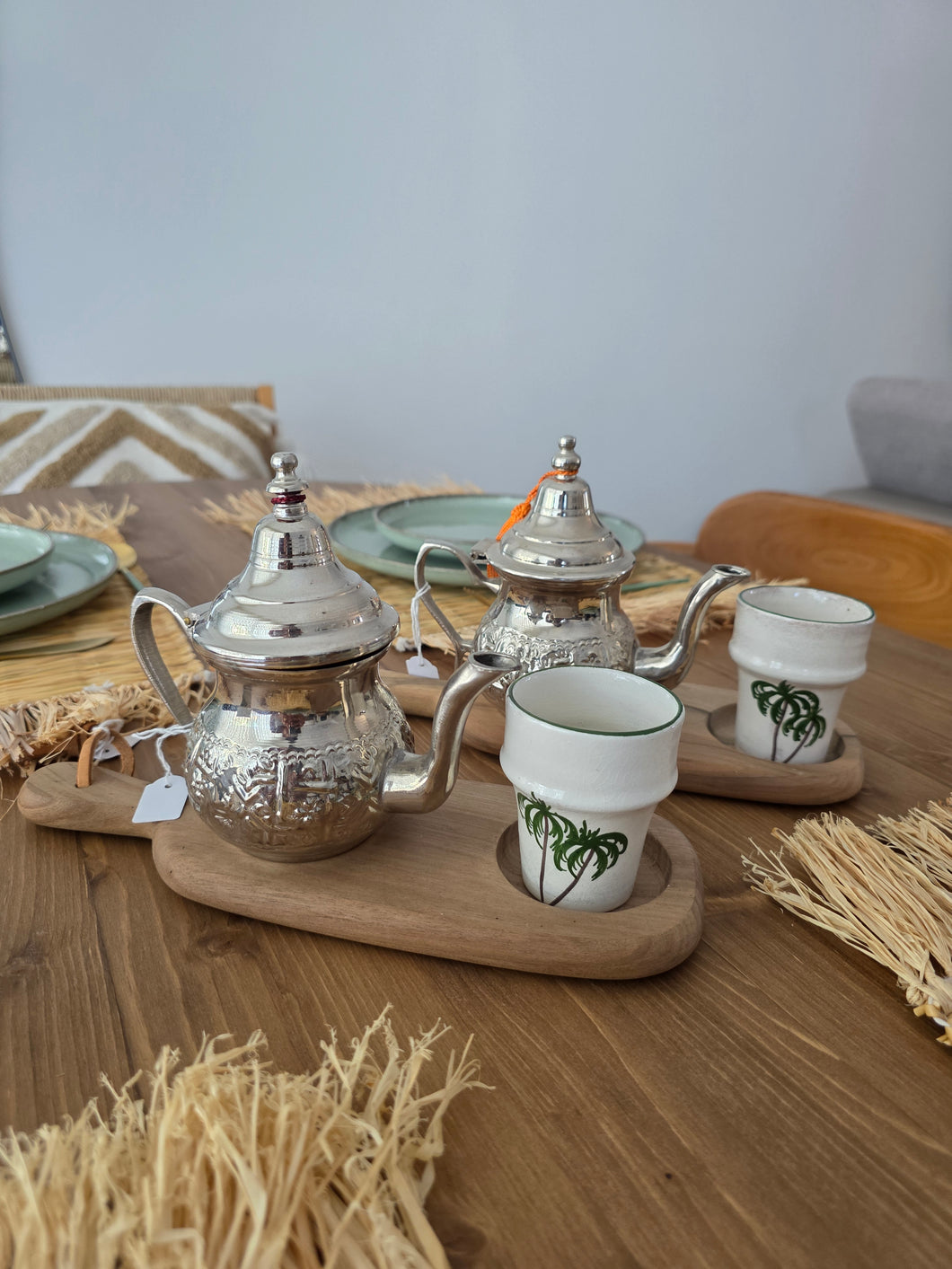 🧉 Petit verre à thé – Motif palmier – Artisanat marocain