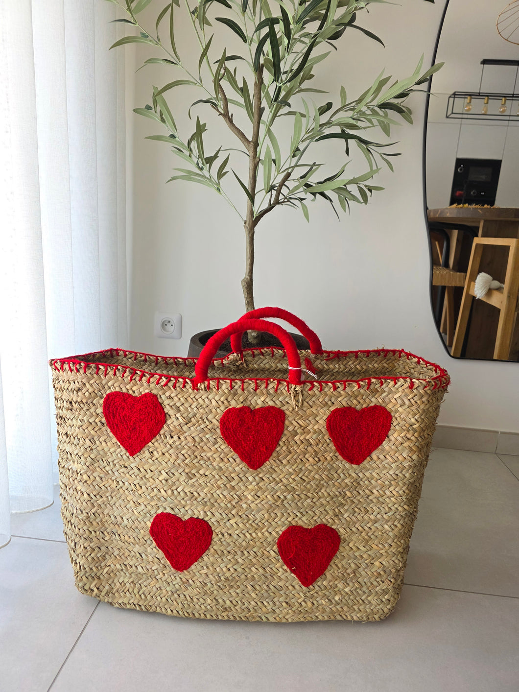 Panier cœur brodé