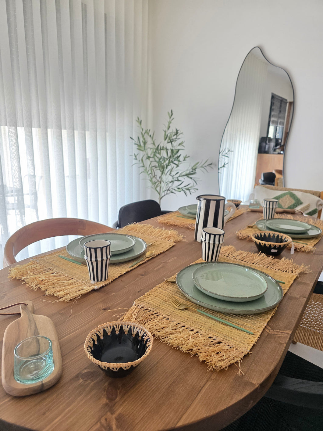 ⚫ Verre rayé noir – Artisanat marocain