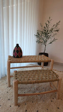 Charger l'image dans la galerie, Banc artisanal en bois &amp; doum naturel – Ibeldi Souk

