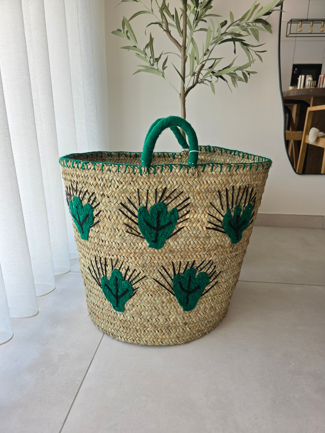 Panier cabas feuilles brodées 🌵