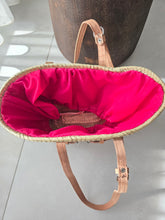 Charger l&#39;image dans la galerie, 💕 Panier doublé rose – Anses longues en cuir
