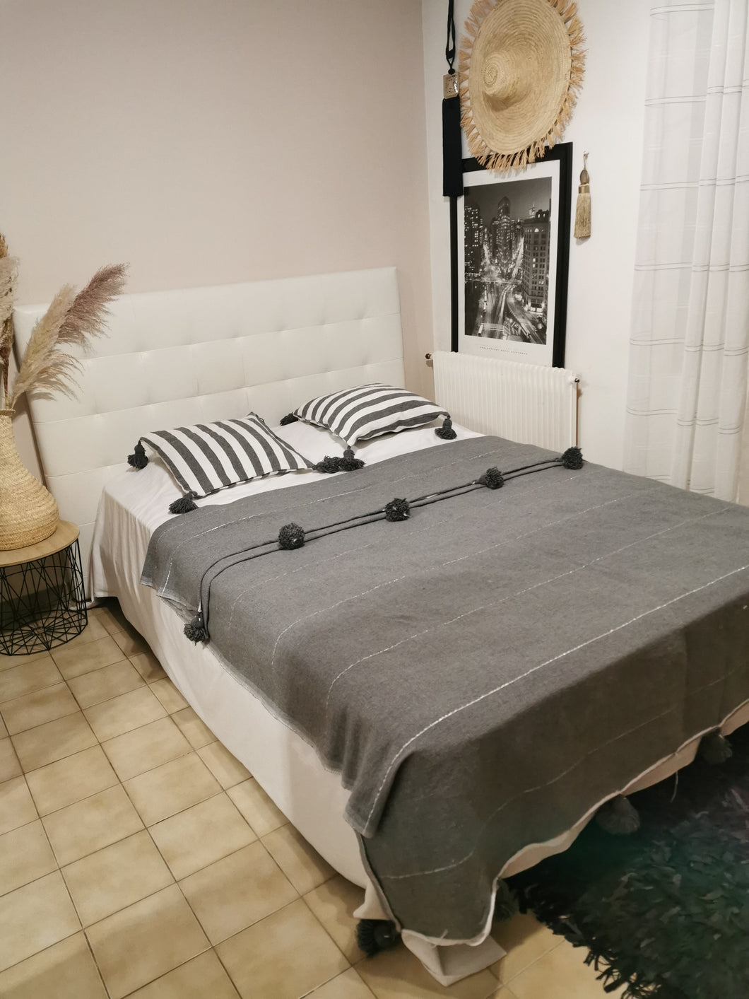 Plaid gris rayures argent