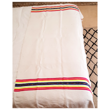 Charger l&#39;image dans la galerie, Plaid rayures couleurs et pompons blanc
