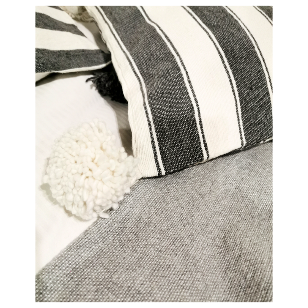 Housse de Coussin rayés anthracite